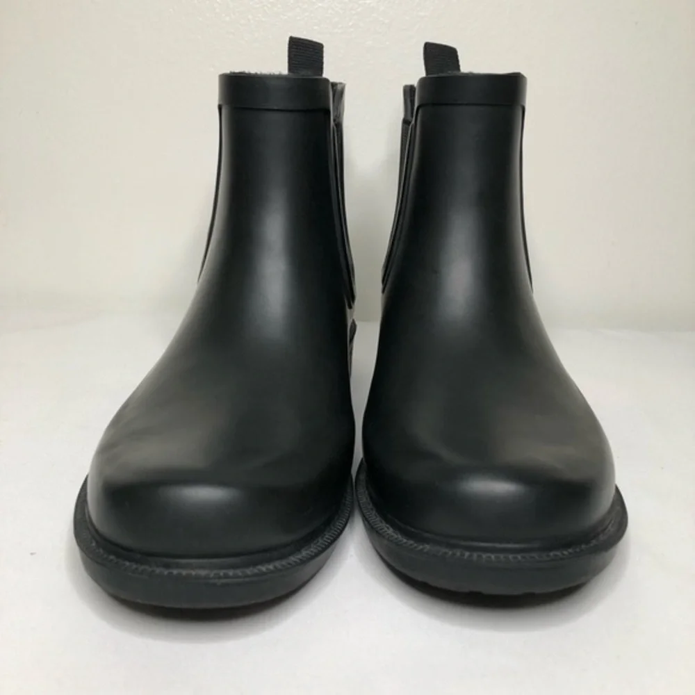 Madewell The Chelsea Rain Boots Matte Black Rubber Ankle Womens Size 6 E2292